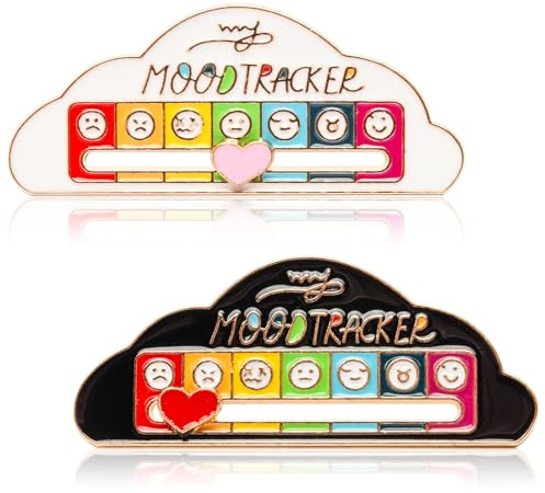 Hautllaif Lot de 2 broches « Social Mood » – Broche énergétique amusante avec curseur en métal pour hommes et femmes – Épinglettes d'humeur en forme de piles ou de nuages