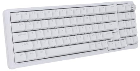 PUSOKEI 75% mechanische Gaming Tastatur, mechanische Tastatur mit RGB Hintergrundbeleuchtung und Lautstärkeregler, Blauer Schalter, N Key Rollover, 78 Tasten, kabelgebundene USB (White)