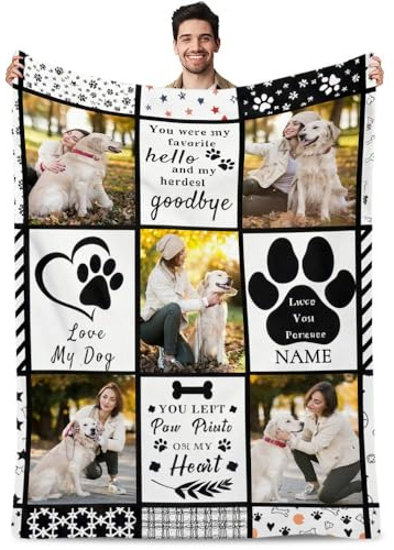 Individuelle Hundedecke mit Bildern und Namen, personalisierte Foto-Überwurfdecke, individuelles weiches Geschenk für Männer, Frauen, Paare, Familie, perfekt für Geburtstag, Jahrestag, Weihnachten
