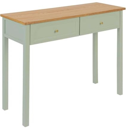 PEGANE Table Console Coiffeuse avec 2 tiroirs, Coloris Vert Céladon - Longueur 100 x Profondeur 35 x Hauteur 80 cm