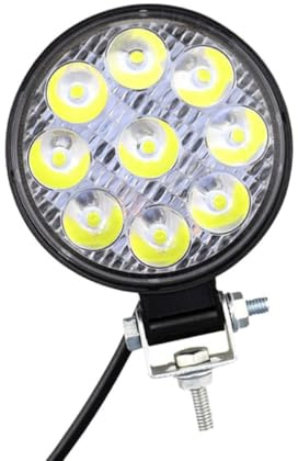 CVUTOVO Projecteur de Travail LED Rond 27w 9 LED 6000k Ip65 pour Suv et Camion, Lampe D’appoint Compacte Tout-usage, Faisceau Concentré 60°, Boîtier Aluminium Solide, Usage Extérieur