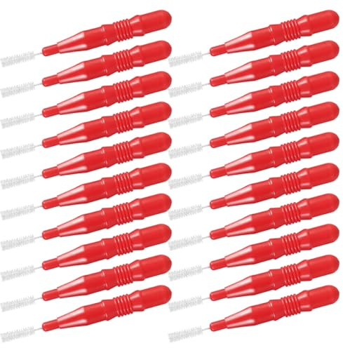 50 Stück Zahnseide für Zahnreinigung Zahnbürsten, aus Kunststoff 3mm | Weiche Borsten, Ergonomischer Griff, Rot, für Unterwegs und Zuhause