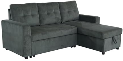 Riess Ambiente Ecksofa Apartment - 202cm - grün, mit Bettfunktion und Stauraum, Ottomane Links oder rechts montierbar