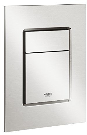 Grohe Skate Cosmopolitan S WC- Betätigungsplatte für Rapid SL 130 x 172 mm, 2-Mengen- und Start und Stopp-Betätigung, supersteel 37535DC0 Edelstahl Design Größe