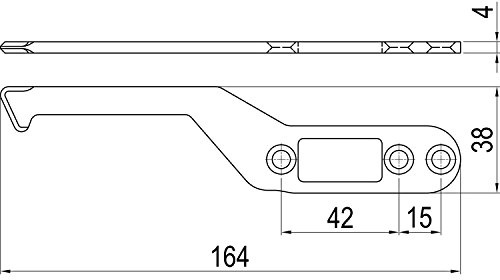IMH-ABS Mitnehmerhaken SF, 164 x 38 x 4 mm, universal, DIN, schwarz verzinkt