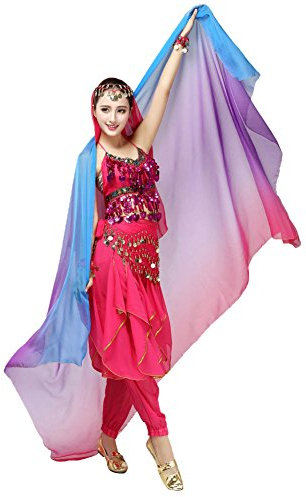 Doubleer Gradient Veil Schal Gesicht Schal Wrap Schal Frauen Bauchtanz Kostüm