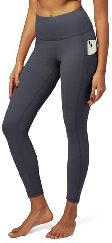 IUGA Yoga Pants with Pockets, Tummy Control, Workout Running Leggings with Pockets for Women, Gray, XL