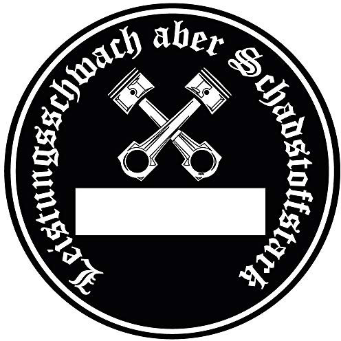 sticker-dealer Aufkleber Leistungsschwach Aber Schadstoffstark Umweltplakette Feinstaub Umwelt Plakette Diesel Schwarz JDM Tuning Fun Lustig Auto Motorrad LKW für außen 2 Stück!