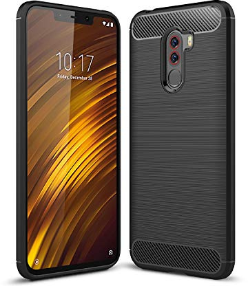 CruzerLite Xiaomi Pocophone F1 Case, Carbon Fiber Shock Absorption Slim Case for Xiaomi Pocophone F1 (Black)