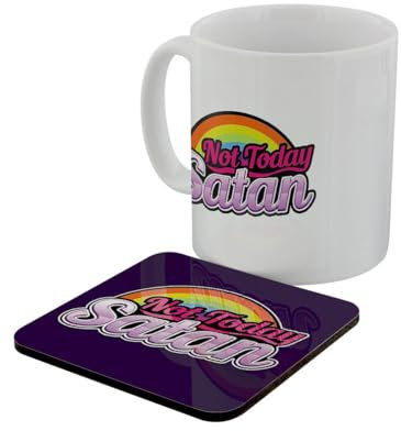 Grindstore Not Today Satan Tasse für Tee oder Kaffee und Untersetzer, Weiß