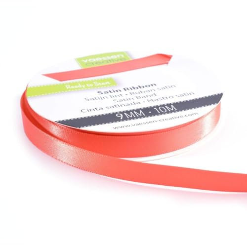 Vaessen Creative 301002-2008 Satinband Wassermelone, 9 mm x 10 Meter, Schleifenband, Dekoband, Geschenkband und Stoffband für Hochzeit, Taufe und Geburtstagsgeschenke, 9MM