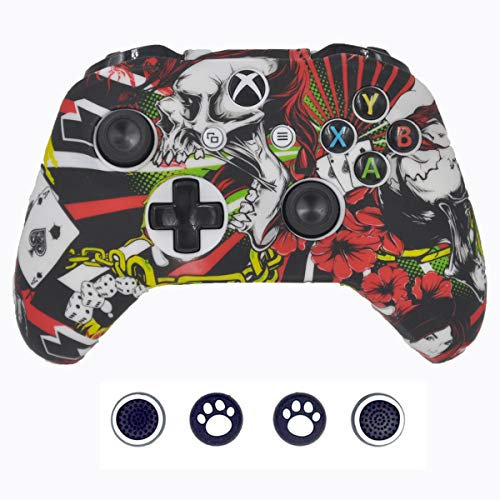 Taifond Coque de Protection antidérapante en Silicone pour Microsoft Xbox One S & Xbox One X Manette avec Deux Bouchons de préhension Colorful Comics