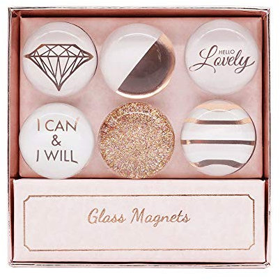 Multibey Aimants de réfrigérateur ronds résistants et anti-rayures de qualité supérieure pour bureau, école, armoire, tableau blanc, décoration de la maison (or rose)