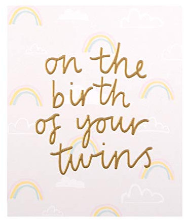 The Hallmark Studio Glückwunschkarte zur Geburt der Zwillinge, modernes Design auf strukturiertem Karton mit Goldfolien-Schriftzug