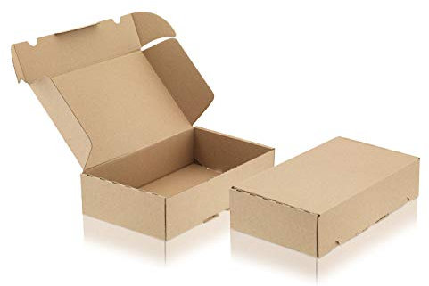 WPTrading - 50 Stück Maxibriefkarton DIN A5 240 x 160 x 45 mm 1-wellig Braun - Faltkarton mit Steckverschluss als Maxibrief für Warenversendung - Versandkarton klein - Karton Versand Verpackung
