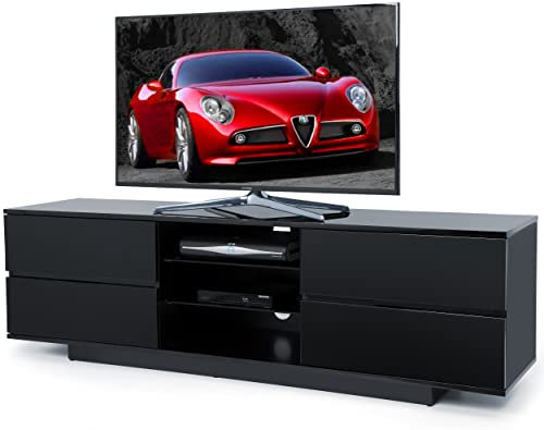 Homeology Avitus Gloss Black Designer Stand upto 65inch Flat Screen LED and LCD TV Cabinet