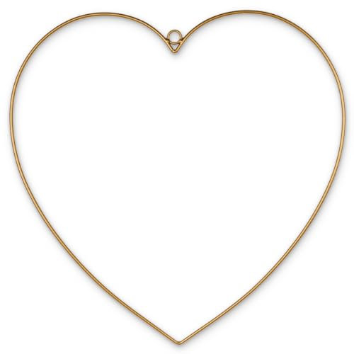 matches21 Metall Herz Drahtherz Dekoration zum Hängen Deko-Herz Herzform Drahtstärke 4 mm 1 STK Gold matt - Ø 40 cm