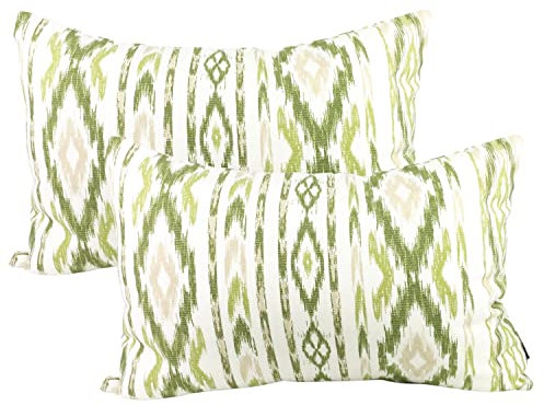 TRESMESTRES Sofa Kissenbezüge - Mediterranes, Bunt, Ikat - Bett Kissenhüllen Set 2er - Deko Kissenbezüge 50x70 cm - Grün
