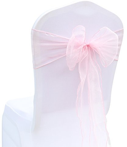 Nœud de chaise en organza - Pour mariage, fête, anniversaire, événements, Noël - 18 x 275 cm - Rose A