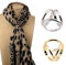 2 Stück Damenmode drei Ringe Schal Ring Schal Schnalle Seide Schal Verschluss Clips Kleidung Wickelhalter (Silber + Gold)