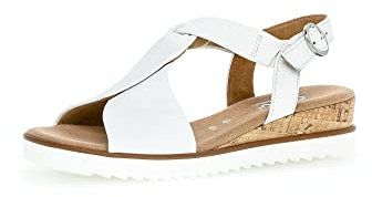 Gabor Damen Keilsandalen, Frauen Sandaletten,Moderate Mehrweite (G),Sommerschuhe,Freizeitschuhe,offene Schuhe,Weiss(Kork/offwhi),38 EU / 5 UK