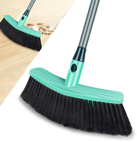 Broom Indoor Sweeping Brush with Long Handle, UMAYCOOL Kitchen Broom Indoor Floor Brush with Dense Soft Bristles Perfect for Sweeping Room Office Kitchen