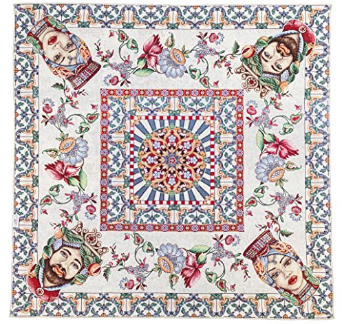 GIURI TESSUTI - TOVAGLIETTA Centrotavola quadrata in tessuto Gobelin Jacquard, Realizzata a mano in Italia (TOVAGLIETTA, TESTE DI MORO - MAIOLICHE)