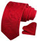 Bon4Extrao Krawatte Rot für Herren, Paisley Rote Krawatte mit Einstecktuch Set Breite 8,5cm für Hochzeit Party Geschenk, lebendige Farbe Perfekt für jede Gelegenheit