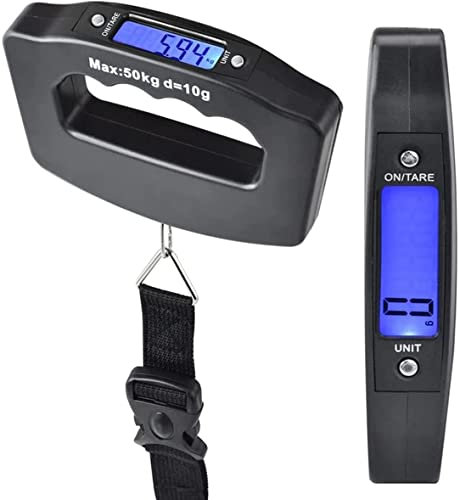 Portable Luggage Scale, 50kg Capacity, Large Backlit Display, Digital Hanging Suitcase Scale with Hook