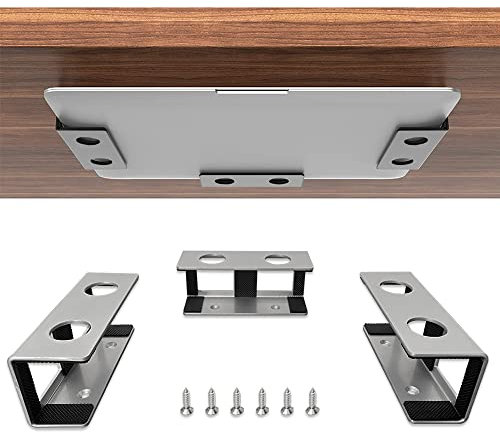 IFCASE Laptop-Halterung für unter dem Schreibtisch, Metall, für Laptop, Mac Mini, MacBook, Tastatur mit kratzfestem Silikon (Silber)