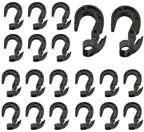 ZZLZX Lot de 20 Crochets Tendeurs Elastiques en Plastique pour Corde Elastique Noir