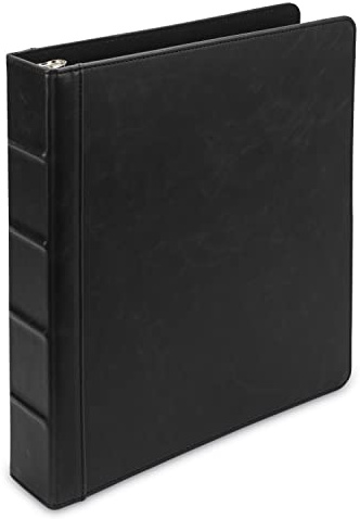 Samsill Vintage Hardback Book Style Round Ring Binder, Organizer, Planner (1.5, Black)
