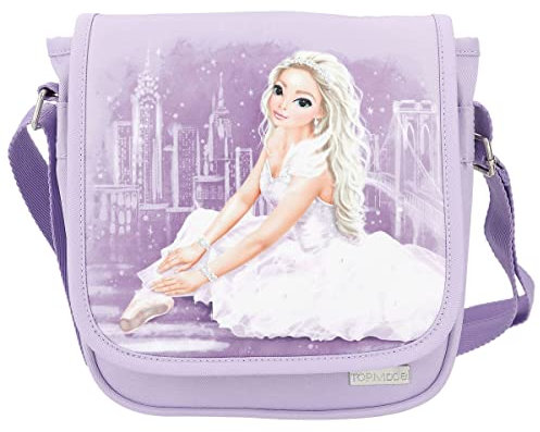 Depesche 12251 TOPModel Balletttasche mit Schulterriemen in Flieder mit Pailletten, kleine Tasche mit Reißverschluss und längenverstellbaren Trägern