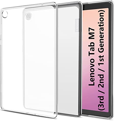 easyBee Funda Compatible con Lenovo Tab M7 (3rd Gen/2nd Gen/1st Gen) 7 Pulgadas Case, Carcasa Protector Trasera de Suave TPU Silicona Antigolpes Caso - Translúcida