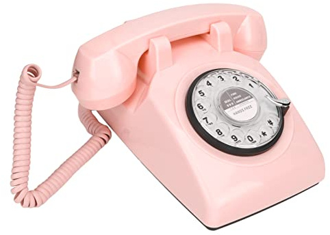 Septpenta Wählscheibentelefone, Retro Festnetztelefon Im Alten Stil mit Mechanischer Klingel und Lautsprecherfunktion, Geschenke für Freunde, Familie und Kollegen, die Den Vintage Stil Mögen (Rosa)