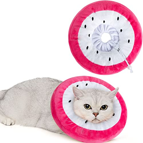 ANWA Verstellbares Katzenhalsband, weich, niedliches Katzen-Donut-Halsband nach Operationen, Kätzchen-Genesungskegel gegen Lecken