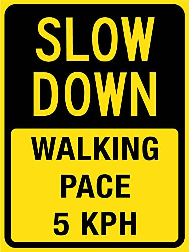 Panneau D'Avertissement Rythme De Marche Lent Vers Le Bas 5 Km/H Décorative Plaque Métallique Rétro Pancarte En Métal Plaque,20X30Cm