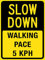Panneau D'Avertissement Rythme De Marche Lent Vers Le Bas 5 Km/H Décorative Plaque Métallique Rétro Pancarte En Métal Plaque,20X30Cm