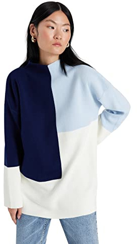 TRENDYOL Damen Farbblock Lange Ärmel Entspannt Hijab Sweater