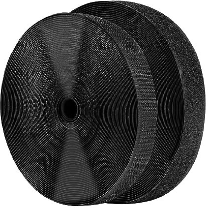 Hook and Loop Tape,2 Rroll Black Hook and Loop Strips Non Adhesive Back Nylon Strip Strong Heavy Duty Stick,for Cable Management, Sewing, DIY Craft Around Home and Office,10m*2cm