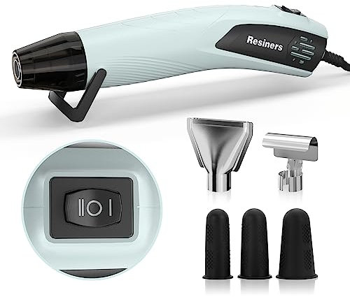 Resiners Pistola termica per resina, 350 W, a riscaldamento rapido a doppia temperatura (250 °C ~ 350 °C) con 3 ugelli e 3 coperture in silicone, pistola termica lunga 1,2 m per rimuovere bolle