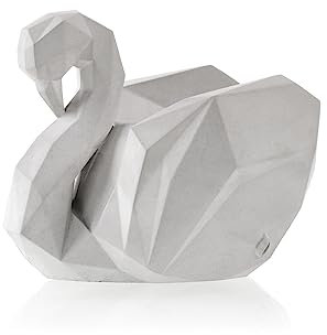 CONCRETTE Tischdeko Kerzenständer aus Beton 17 x 11,2 x 14 cm - Deko Kerzenhalter in Form eines Schwans - Kerzen Ständer - Kerzenstaender
