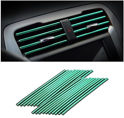 CGEAMDY 20 PCS Bande Décorative pour Climatiseur de Voiture, Accessoires intérieurs de voiture, Multicolore Bande décorative pour la plupart des bouches d'aération (Vert)