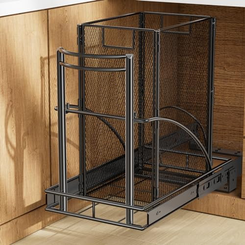 ANASTA Kit de poubelle d'armoire, poubelle robuste sous évier avec rail extractible + poubelle de 21,6 l, organiseur coulissant sous armoire, tiroir coulissant pour comptoir, Botes de Basura para