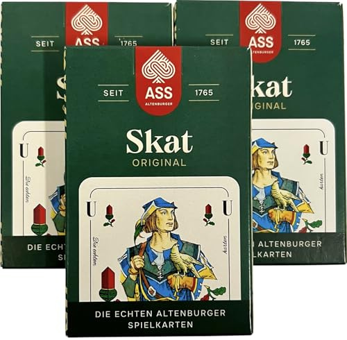 KOVA 3X Skat Kartenspiele Deutsches Blatt Karten Spiel für Bridge Canasta Poker Romme Kartendeck Altenburger Spielkarten Skatkarten Skatblatt Kartenspiel + 1x BILDMAGNET!
