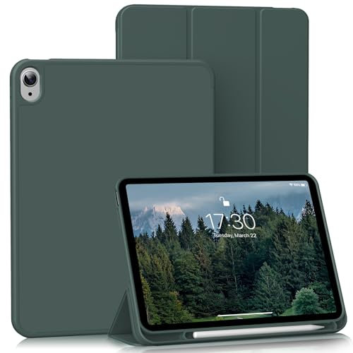 BQDIYOO Hülle für iPad (A16) 11. Generation 11 Zoll 2025 / iPad 10. Generation 10,9 Zoll 2022, Weiche Silikon Schutzhülle mit Stifthalter, Auto Schlafen/Wachen, Grün