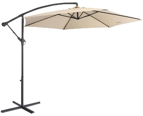 EABYMOR 3 Metri 8 Stecche Tessuto di Ricambio per Ombrellone a Sbalzo, Telo di Copertura per Ombrellone da Esterno per Patio, Copertura per Ombrellone Impermeabile per Giardino(Bianco)