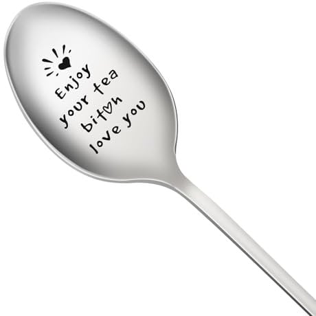 Friend Coffee Spoon, Bestie Friendship Gift for Women Girl Enjoy Your Tea Bitch Love You Spoons Engraved Coffee Tea Spoons BFF Dessert Spoons Christmas Birthday Gifts for Friends A4YYS (Enjoy)