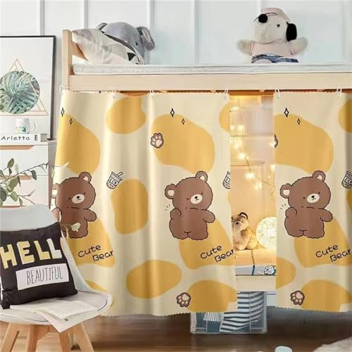 Bettvorhang Studenten Schlafsaal Etagenbett Baldachin Mädchen Jungen Kinder Hochbett Vorhang Cartoon Animal Print Bettvorhang Hochbett Staubdicht Lichtdicht Moskito Bettwäsche (Orange,1.5x2m (1 PC))