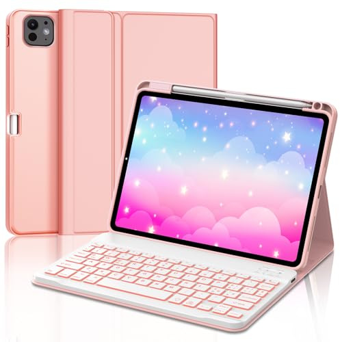 FOGARI Tastiera per iPad Pro 11 Pollici M2/M4 2024 con Touchpad, Keyboard Retroilluminata Italiano, Bluetooth Rimovibile Custodia con Tastiera per iPad Pro 11 (M2/M4) 2024, Oro Rosa